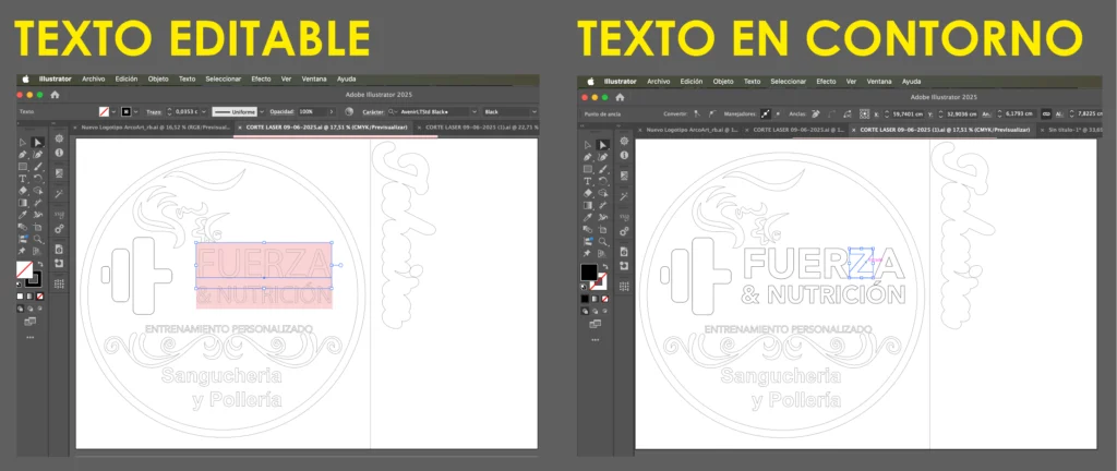 Texto Esitable vs Texto en Contorno