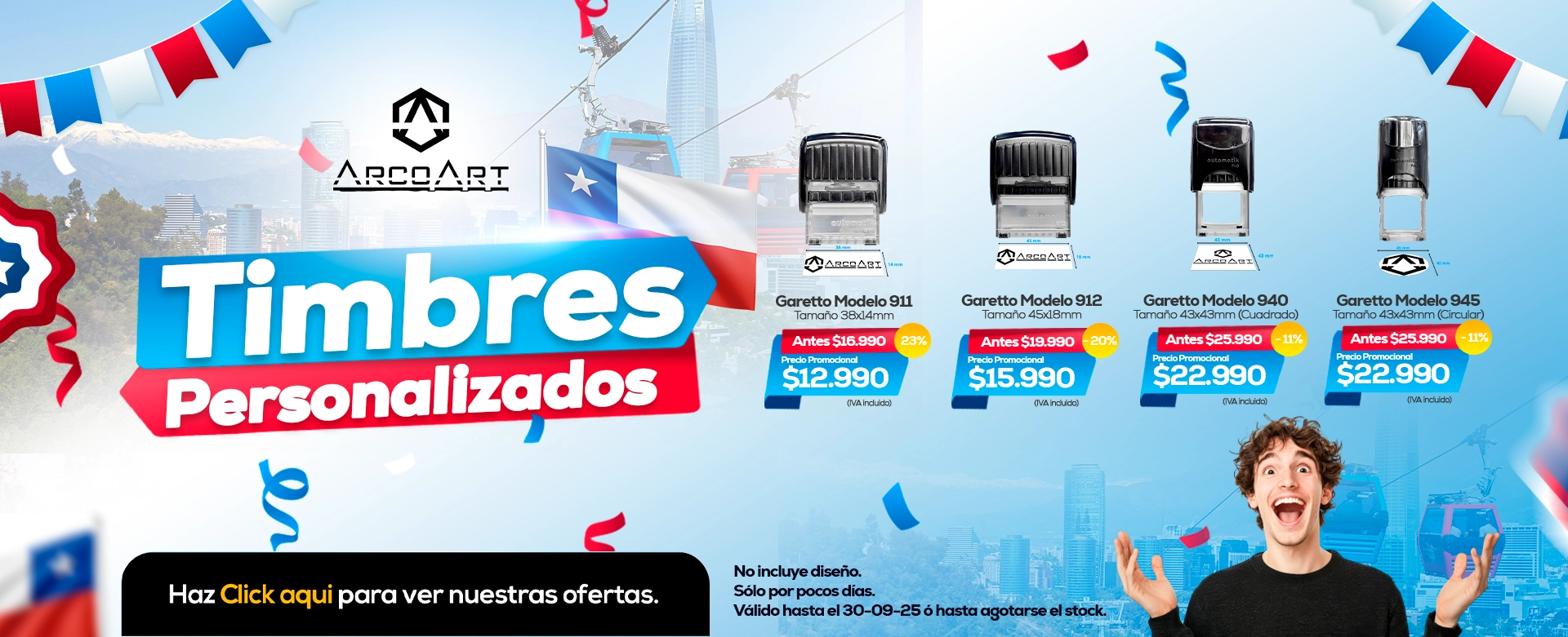 Conoce nuestros Timbres Personalizados. Variedad de Tamaños.