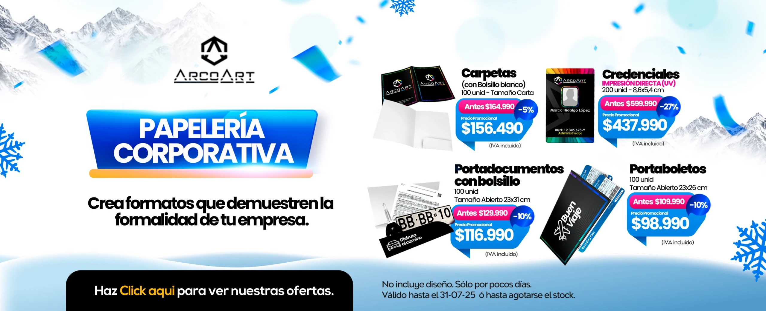 Papelería Corporativa. Carpetas, Credenciales, Portadocumentos y Portaboletos.