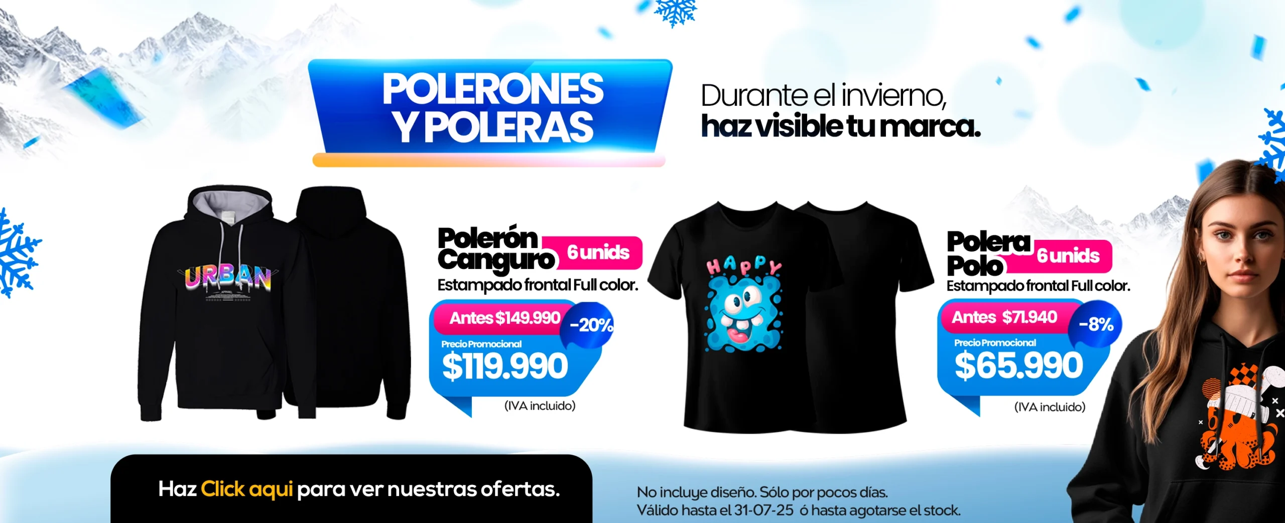 Polerones y poleras para este invierno. Sigue mostrando tu marca.